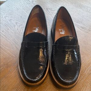 Vaqay Patent Leather Black Leather Loafers